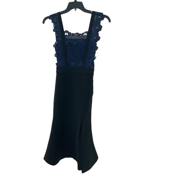 Self-Portrait Angelique Frilled Split Front Sculptured Midi Dress Women's Size 0 - Picture 3 of 10